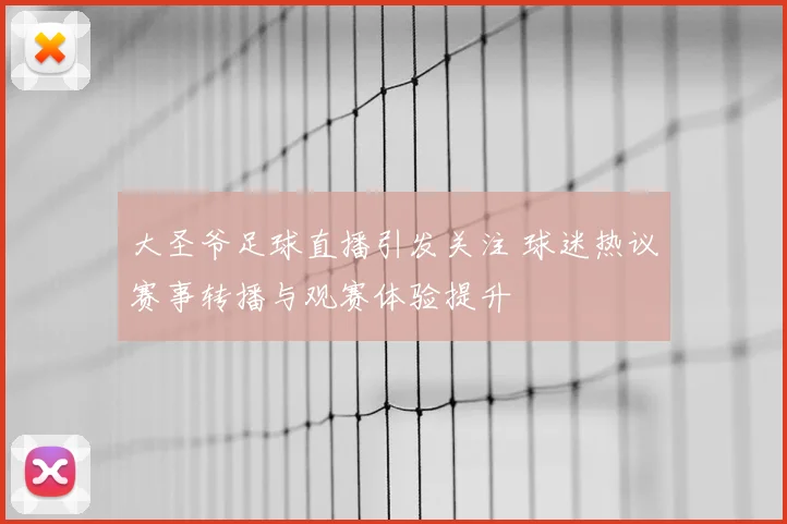 大圣爷足球直播引发关注 球迷热议赛事转播与观赛体验提升